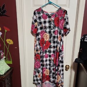 LuLaRoe Pink and Black Floral Dress Carly